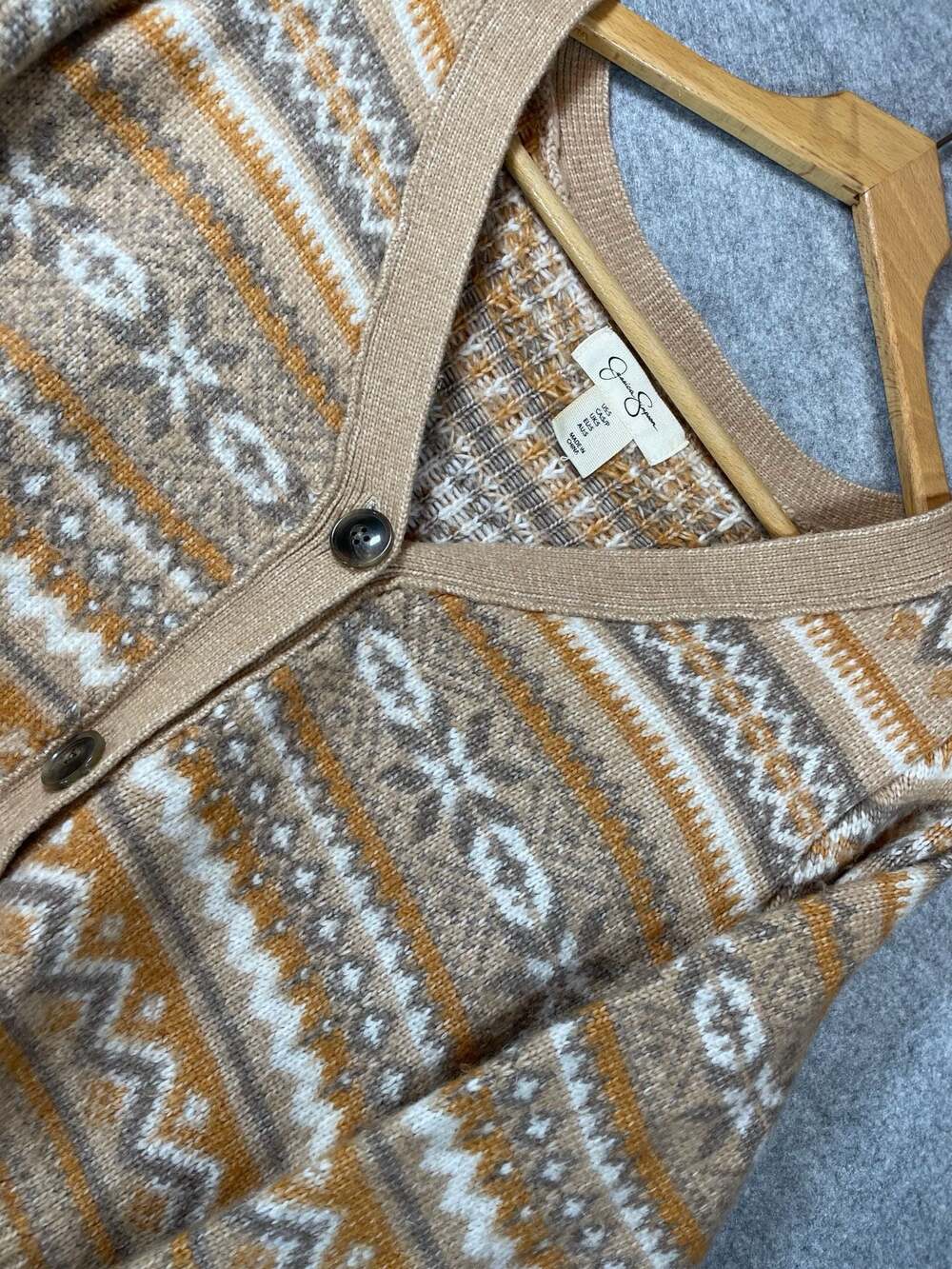 Jessica Simpson Fair Isle Button Front Cardigan Sweater Size S